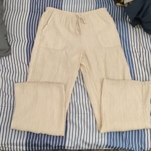ZARA Crinkle Pants Beige L Tall